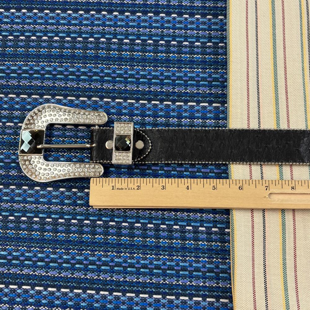 Wholesale By ATLAS Belt Womens Large Black Rhinestone Western Bling Studded - Picture 2 of 16